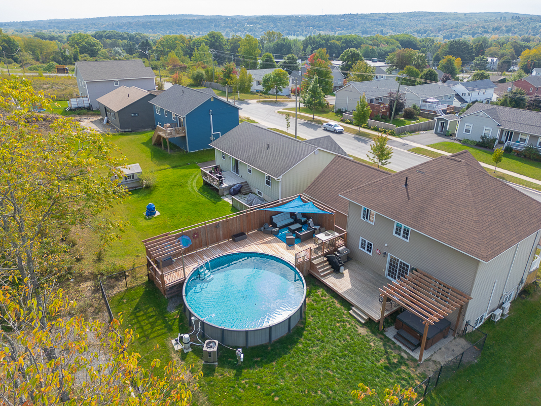 161 Gilridge Drive, Fredericton NB E3G 9W7 | 2-Storey Home For Sale With Pool Drone View