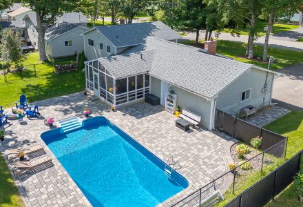 Aerial view of 153 Shaw Lane, New Maryland NB E3C 1J1 | Home For Sale With In-Ground Pool
