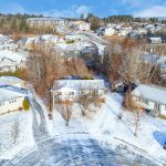 Aerial View of 59 Doyle Court, Fredericton, NB E3B 5T3 | Southside Bungalow for Sale